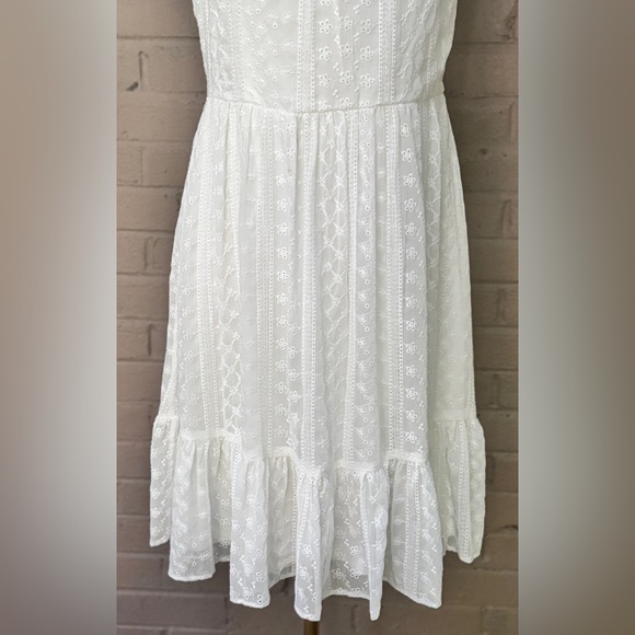Calvin Klein white eyelet lace midi dress 8 - Picture 3 of 12